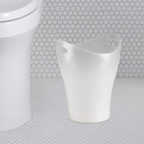 Stylish Garbino White Glossy Metallic Eco-friendly Wastebasket, 2.5 Gallons